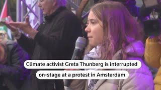 Greta Thunberg interrupted onstage at protest [upl. by Lenci]