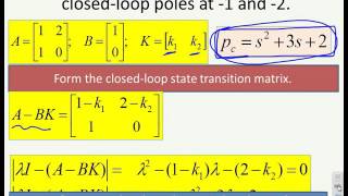 State space feedback 2  pole placement with canonical forms [upl. by Royo966]