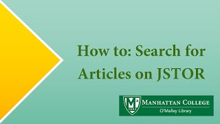 Searching JSTOR for Journal Articles [upl. by Nur]