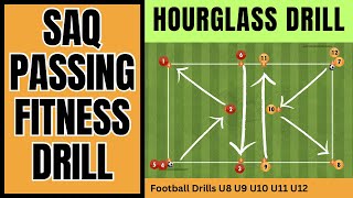 HOURGLASS SAQ Football Passing Drill  Warm up Fitness Agility U8 U9 U10 U11 FootballSoccer drills [upl. by Alya431]