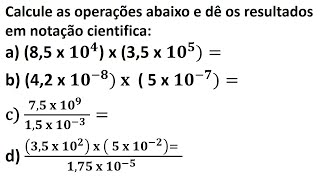 Calculo operações com resultados em notação cientifica [upl. by Evyn598]