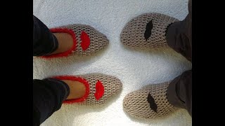 1  En Kolay Tığ İşi Patik Nasıl Yapılır  How to make crochet slippers [upl. by Cheslie]