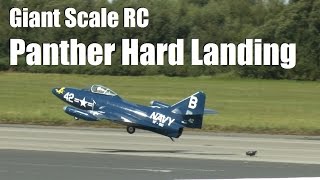 GIANT SCALE RC PANTHER HARD LANDING ELVINGTON LMA MODEL SHOW 2014 [upl. by Dana]