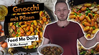 Vegetarische GNOCCHI PFANNE  15 Min Rezept mit Pilzen amp Erbsen  Einfach amp schnell [upl. by Karrah]