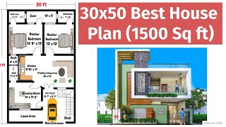 30x50 House Plan  30x50 House Design  30x50 House Plan With Garden  30x50 East facing House Plan [upl. by Nerrol]