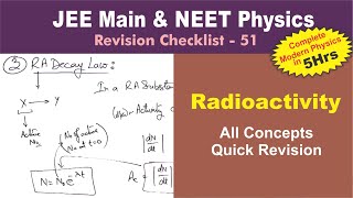 Radioactivity  Modern Physics Part5  Revision Checklist 51 for JEE Main and NEET Physics [upl. by Steady]