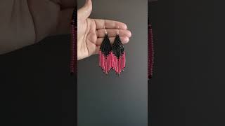 Seed bead earrings with fringes beading tutorial for beginners [upl. by Derfiniw488]