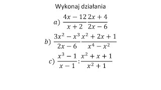 Wykonaj działania na wyrażeniach wymiernych Mnożenie i dzielenie wyrażeń wymiernych [upl. by Lokin608]