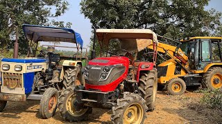 JCB 3DX Backhoe Loader Loading Mud In Swaraj Tractor Solis 4WD Tractor Trolley  Jcb Dozer Cartoon [upl. by Machutte]