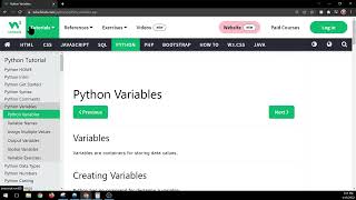 W3schools Python Variables [upl. by Kerat]