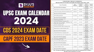 UPSC Calendar 2024  CDS 1 2024 Exam Date  CAPF AC 2024 Exam Date  CDS 2 2024 Exam date [upl. by Sukram395]