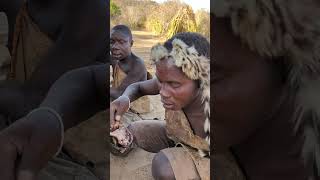 Its Soup time Hadza boys are very serious during eating timeNo joke with food hadzabetribe food [upl. by Donall882]