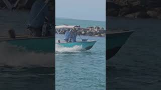 Small Speed Boat Speeding in Jetty Out to Gulf Venice Florida WaterAdventure FloridaJetty Thrill [upl. by Goda]