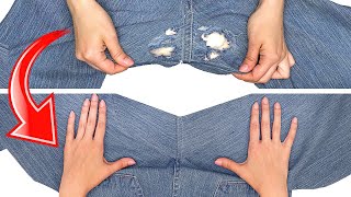 How to fix worn out jeans easily and discreetly  sewing tips [upl. by Anette]