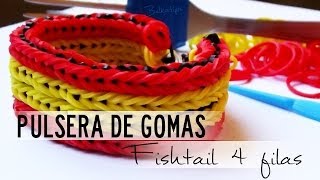 Pulsera de gomas Cuádruple Fishtail España con 2 TENEDORES [upl. by Shapiro203]