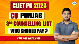 CU PUNJAB 3RD COUNSELLING PROVISIONAL MERIT LIST  Who Should Pay fees  CUET PG 2023 [upl. by Jodee]