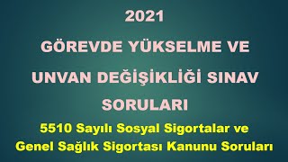 Görevde Yükselme Sınavı  5510 sayılı Kanun Soruları [upl. by Namrehs]