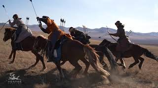 Traditional Mongolian Cavalry performing Horseback Archery  Namnaa Academy archers [upl. by Fiel]