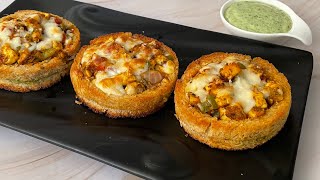 Crispy Cheesy Paneer Tikka Disc In kadai No Oven Cheesy Disc Easy Snacks Recipe  Paneer Tikka [upl. by Amberly]