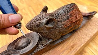 Amazing Wood carving lucky Mouse  ingenious Woodworking Handmade skills [upl. by Dryden992]