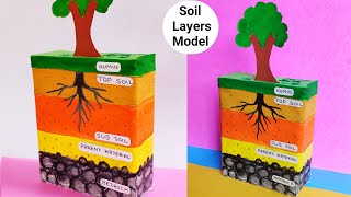 Soil layer model easy idea  Soil profile model school project  Layers of soil project making idea [upl. by Nilad971]