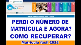 MATRÍCULA FÁCIL 2022 COMO TROCAR DE TURNO  PERDÍ O NUMERO DE MATRICULA E AGORA  TROCAR DE ESCOLA [upl. by Haisa]