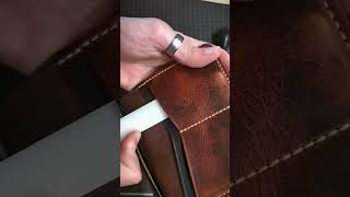 ASMR  Leather breaking sound Ungluing the seams of a leather wallet  Leathercraft  Wax Badalassi [upl. by Fernande283]