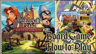 How to Play Catapult Feud Set Up and Review Board Game [upl. by Nikolos]