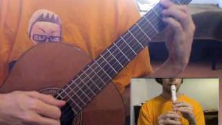 Zelda Wind Waker Arylls Theme self duet guitarflute recorder [upl. by Lledrac685]