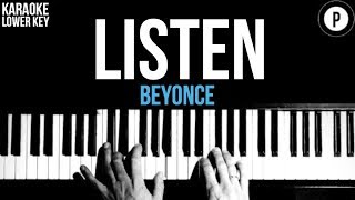 Beyonce  Listen Karaoke SLOWER Acoustic Piano Instrumental Cover Lyrics LOWER KEY [upl. by Isis]