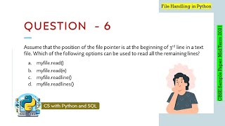 Question  6  Class 12th CBSE 2021 CS MidTerm Sample Paper  Text File Handling in Python [upl. by Atikaj168]