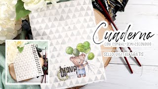 TUTORIAL  Cuaderno con espiral semiescondido y de regalo SELLO DIGITAL GRATIS 🎁✨ [upl. by Debra]