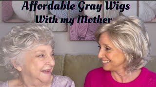 Affordable Wigs  Trying on 6 Gray Wigs from The Wig Company Fun with my Mother [upl. by Anet254]