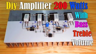 DIY Powerful Bass Amplifier 200 Watts Using C5200 and A1943 With NE5532 IC [upl. by Oryaj]