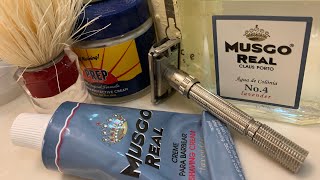 Musgo Real Lavender shave with Gillette slim adjustable safety razor [upl. by Jea]