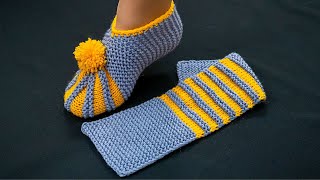 Simple knitted slippers  a detailed tutorial [upl. by Kinnard]