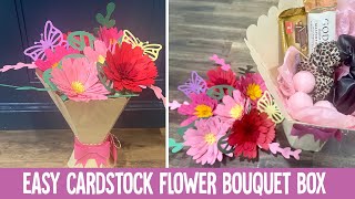 EASY Cardstock Flower Bouquet Gift Box Made With My Cricut  Vase and Flower Tutorial [upl. by Smail]