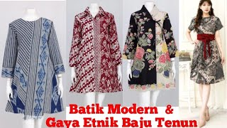 25 MODEL BAJU BATIKTUNIK BATIK DAN BAJU TENUN WANITA MODERN [upl. by Ayhdnas]