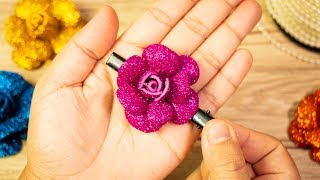 DIY  Foam flowers rose how to make foam flowers Hair clip roseFlower Eva foam  Very Easy [upl. by Obie]