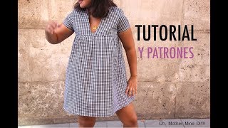 DIY Costura vestido de cuadros vichy patrones gratis [upl. by Leblanc]