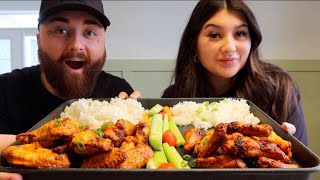 SPICY HOT CHICKEN WING MUKBANG  Will Our BABY Be On Camera [upl. by Enomar931]