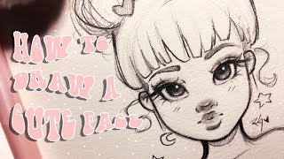 ♡ HOW TO DRAW A CUTE FACE ♡ Step by Step with Christina Lorre [upl. by Stockwell858]