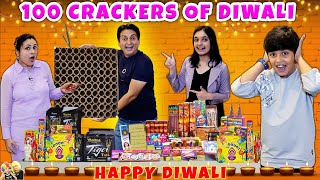 100 CRACKERS OF DIWALI  Diwali celebration with Family  Diwali Pathake  Aayu and Pihu Show [upl. by Eillehs129]