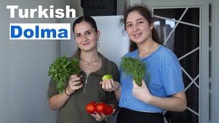 Cooking Turkish Dolma Russian and Turkish girls cook together [upl. by Broadbent]