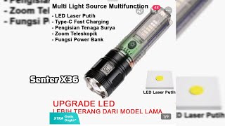 Senter LED Laser X36 Coba F365 super terang Solar typec rechargeable Waterproof [upl. by Carlisle]