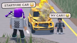 I SET FIRE TO HIS CAR WITHOUT HIM KNOWING Roblox [upl. by Trillby391]