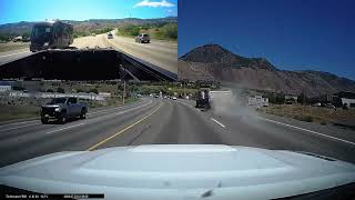 Gravel truck loses its load on Yellowhead Highway in Kamloops BC [upl. by Peck362]