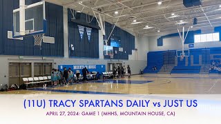 11U Tracy Spartans Daily vs Just Us April 27 2024 Game 1 MHHS Mountain House CA [upl. by Calore224]