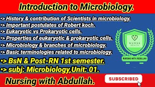 Introduction to microbiology in urdu hindi  BsnPostRN 1st semester Unit 1 microbiology [upl. by Ridgley]