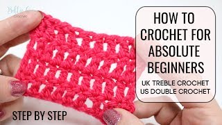 HOW TO CROCHET FOR ABSOLUTE BEGINNERS  UK TREBLEUS DOUBLE  EPISODE THREE  Bella Coco Crochet [upl. by Siri]